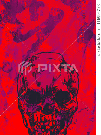 Red textured background with skulls 116995258