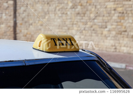 Moroccan yellow taxi sign 116995626