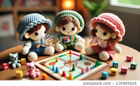 Board game time for knitted children 116995826