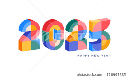 Happy New Year 2025. Geometrical modern style design, concept illustration, banner, poster and Happy New Year 2025. Geometrical modern style design, concept illustration, banner, poster and 116995885
