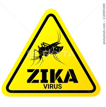 Warning sign of Zika virus with Mosquito Warning sign of Zika virus with Mosquito 116995890