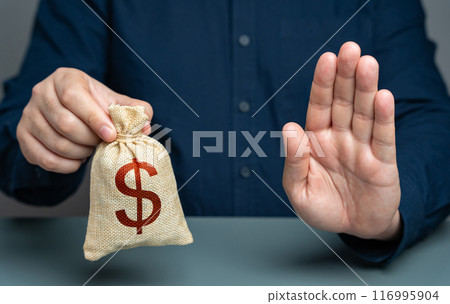 The man refuses the deal. Refusal to issue money, a loan or a mortgage. Penalties. Low credit score. Refusal to cooperate, cancellation of purchase. Termination of contract. No refinancing. The man refuses the deal. Refusal to issue money, a loan or a mortgage. Penalties. Low credit score. Refusal to cooperate, cancellation of purchase. Termination of contract. No refinancing. 116995904