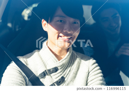 young man going out by car 116996115