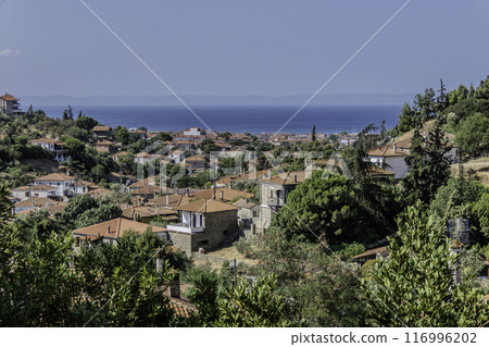 Greece, Nikiti, Landscape, View from Nikiti village to the sea 116996202