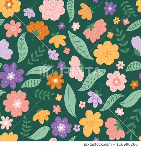 Vector decorative flowers seamless pattern design for fabric, wallpaper or wrapping paper. Vector decorative flowers seamless pattern design for fabric, wallpaper or wrapping paper. 116996260