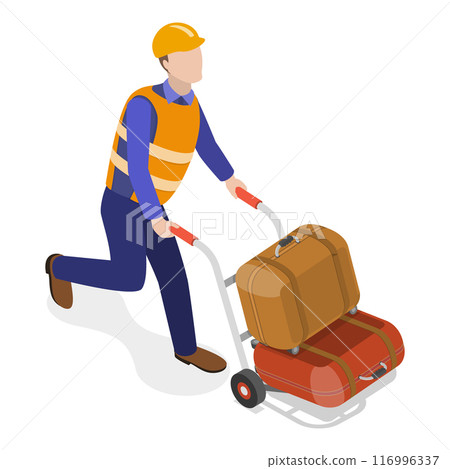 3D Isometric Flat Vector Set of Airport Staff, Group of Airline Employees. Item 8 116996337