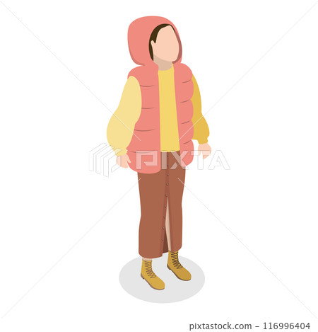 3D Isometric Flat Vector Set of Fashionable People in Trendy Clothes, Winter Fashion. Item 5 116996404