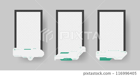 Abstract sci-fi frame. Hud interface design style. Digital futuristic frame element. Cyberpunk style. Design for banner, card, player card game, background. Abstract sci-fi frame. Hud interface design style. Digital futuristic frame element. Cyberpunk style. Design for banner, card, player card game, background. 116996405