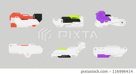 Futurist element. Cyberpunk sticker set. HUD futuristic frame design. Futurist element. Cyberpunk sticker set. HUD futuristic frame design. 116996414