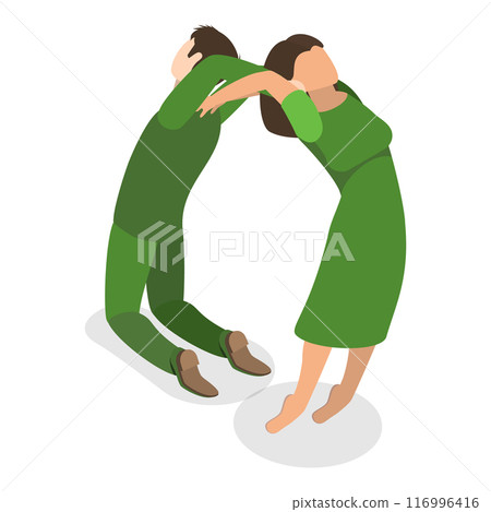 3D Isometric Flat Vector Set of English Alphabet with People, ABC Letters. Item 13 116996416