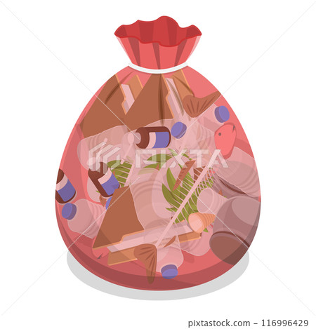 3D Isometric Flat Vector Illustration of Transparent Trash Bags, Waste Separation. Item 1 3D Isometric Flat Vector Illustration of Transparent Trash Bags, Waste Separation. Item 1 116996429