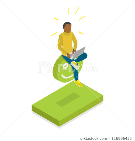 3D Isometric Flat Vector Set of Mood Scenes, Client Review. Item 2 116996433