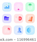 A collection of glass-morphism-style icons 116996461