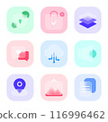 A collection of glass-morphism-style icons 116996462