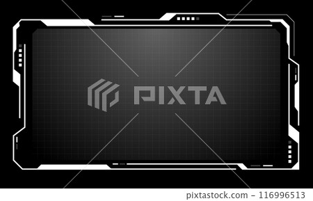 Hud frames white grey user interface elements design modern technology futuristic control panel screen digital hologram window gaming menu touching cyber monitor set on black background vector 116996513