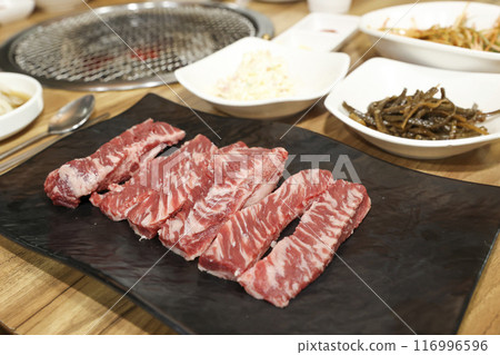 Korean bbq Grilled Boneless Galbi 116996596