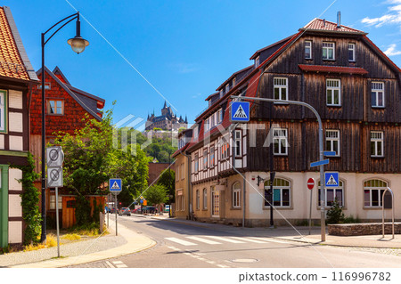 Medieval street in Wernigerode, Germany 116996782