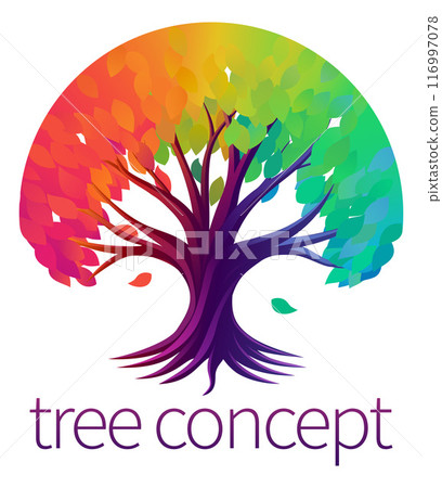 Rainbow Tree Abstract Stylised Concept Design Icon 116997078