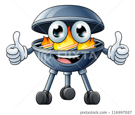 Barbecue Cartoon Mascot Charcoal BBQ Person 116997087
