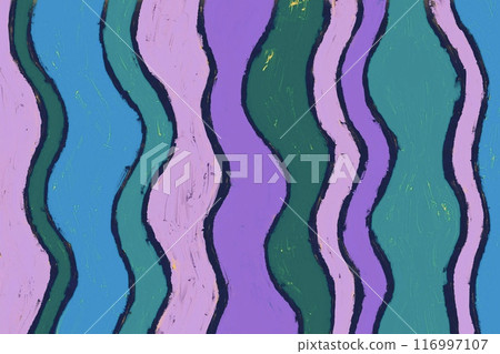 油畫色彩繽紛的抽象背景。紫色、青色和粉紅色的彎曲條紋 116997107