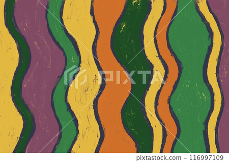 Oil painting colorful abstract background. Squiggly curvy stripes of yellow, green and purple Oil painting colorful abstract background. Squiggly curvy stripes of yellow, green and purple 116997109