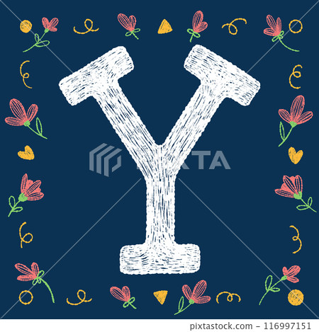 Colorful Hand-Drawn Letter Y on Blue Background Colorful Hand-Drawn Letter Y on Blue Background 116997151