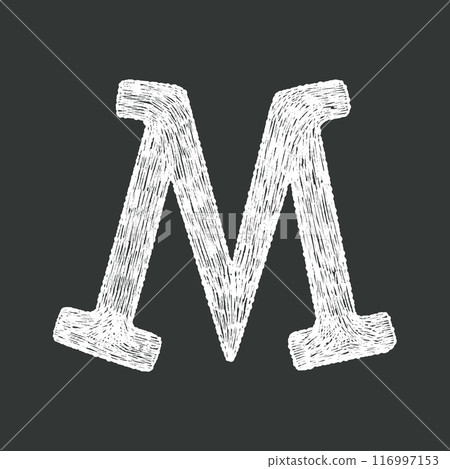 Playful hand drawn chalk textured alphabetical letter M 116997153