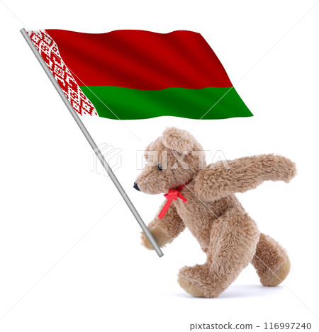Belarus flag being carried by a cute teddy bear Belarus flag being carried by a cute teddy bear 116997240
