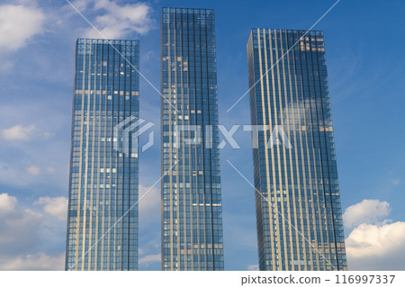 Three Towers Reaching for the Sky in Moscow 116997337