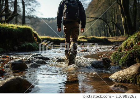 Journey to Tranquility Exploring Nature's Serenity Along a Forest Stream. created with Generative AI Journey to Tranquility Exploring Nature's Serenity Along a Forest Stream. created with Generative AI 116998262