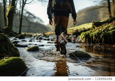 Journey to Tranquility Exploring Nature's Serenity Along a Forest Stream. created with Generative AI Journey to Tranquility Exploring Nature's Serenity Along a Forest Stream. created with Generative AI 116998266