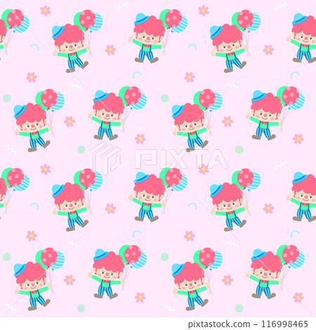 cute kids seamless pattern circus party illustration 116998465