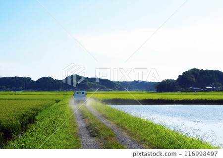 Footpath and light truck 116998497