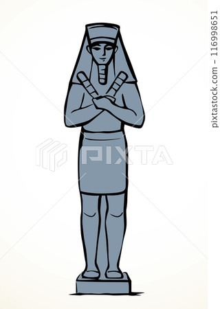 Vector drawing. Egyptian male statue Vector drawing. Egyptian male statue 116998651
