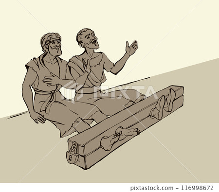 Paul and Silas in prison. Vector drawing Paul and Silas in prison. Vector drawing 116998672