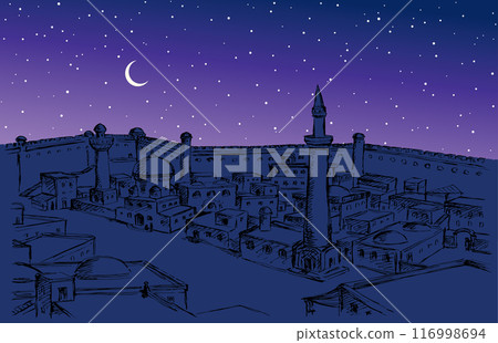 Vector drawing. Ancient eastern town Vector drawing. Ancient eastern town 116998694