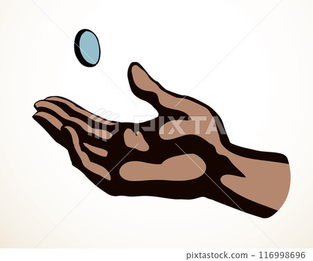 Vector drawing. The hand draws lots 116998696