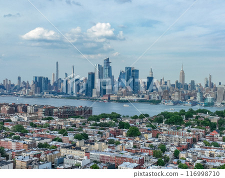 Aerial View of Hoboken and Manhattan Skyline 116998710