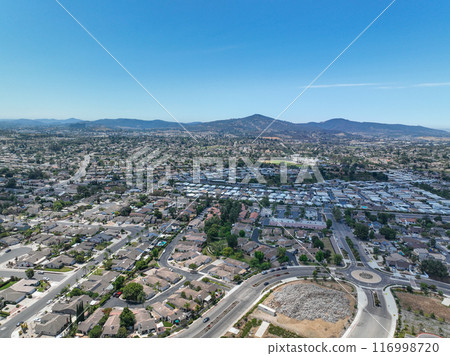 Aerial view of big houses community in Escondido, California Aerial view of big houses community in Escondido, California 116998720