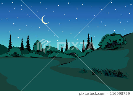 Vector drawing. Summer river scene Vector drawing. Summer river scene 116998739