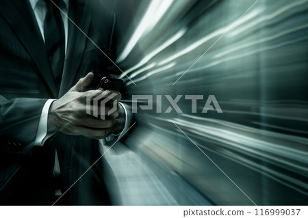 businessman holding smartphone and looking at the display 116999037