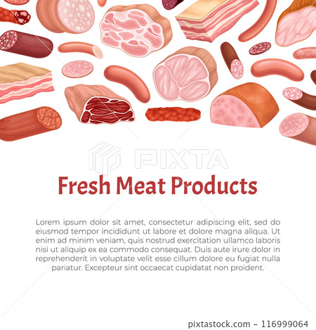 Meat Market Banner Design with Butchery Food Vector Template Meat Market Banner Design with Butchery Food Vector Template 116999064