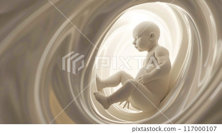 Abstract depiction of a fetus in a glowing womb Concept pregnancy motherhood fetal development life origin digital art 117000107