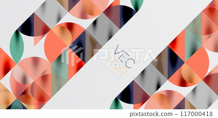 Triangles, round triangles and circles techno art. Vector Illustration For Wallpaper, Banner, Background, Card, Book Illustration, landing page 117000418