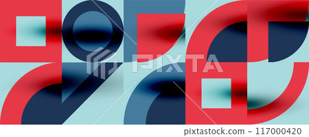 Neo memphis geometric pattern with circles, squares. Pop art abstract background for covers, banners, flyers and posters and other templates Neo memphis geometric pattern with circles, squares. Pop art abstract background for covers, banners, flyers and posters and other templates 117000420