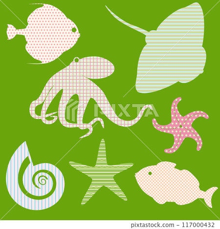 Set 3 of fish silhouettes with simple patterns Set 3 of fish silhouettes with simple patterns 117000432