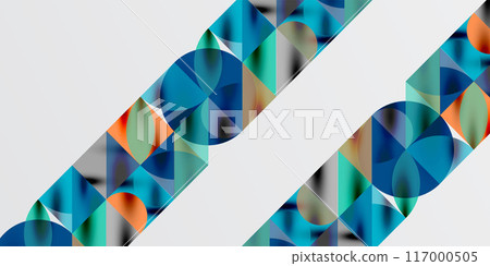 Triangles, round triangles and circles techno art. Vector Illustration For Wallpaper, Banner, Background, Card, Book Illustration, landing page Triangles, round triangles and circles techno art. Vector Illustration For Wallpaper, Banner, Background, Card, Book Illustration, landing page 117000505