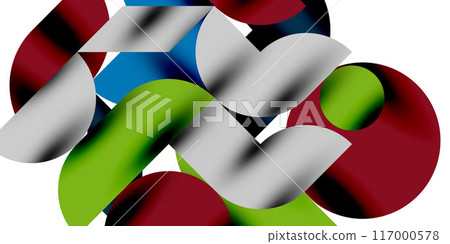Tech minimal circular shapes geometric art. Vector modern circles 117000578