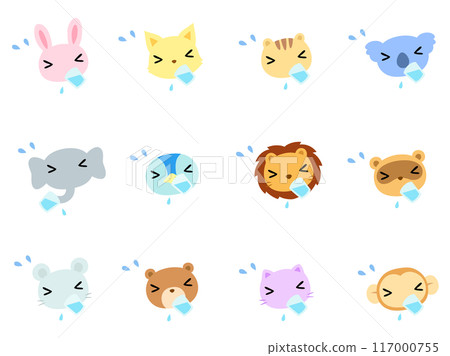 Hydrating animal face icon set Hydrating animal face icon set 117000755