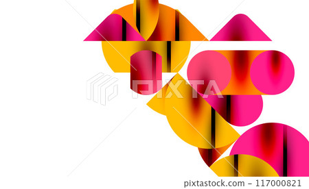 Color beautiful circles, semi circles, squares and round triangles. Geometric mosaic style pattern abstract background for wallpaper, banner, backdrop, card, book Illustration, landing page 117000821